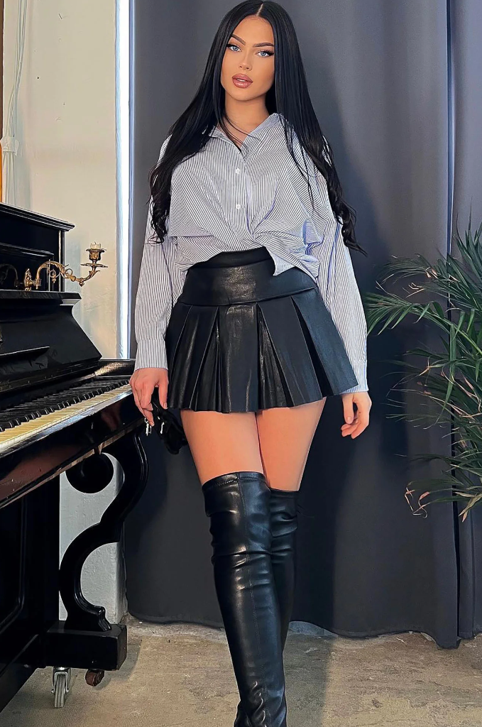 Playful Distraction Pleated Mini Skirt - Black